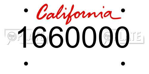 1660000 California License Plate