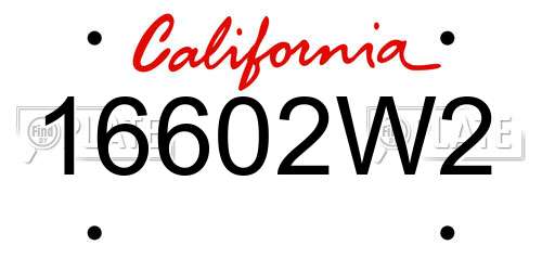 16602W2 California License Plate