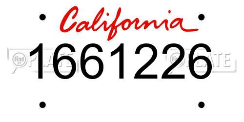 1661226 California License Plate