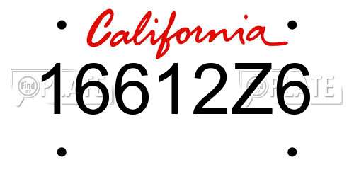 16612Z6 California License Plate
