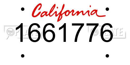 1661776 California License Plate