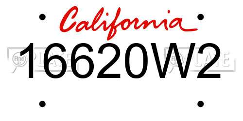 16620W2 California License Plate