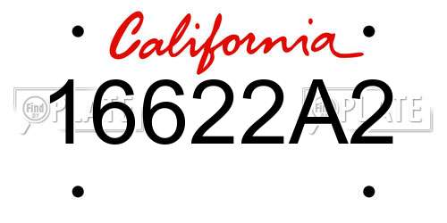 16622A2 California License Plate