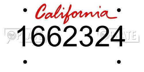 1662324 California License Plate