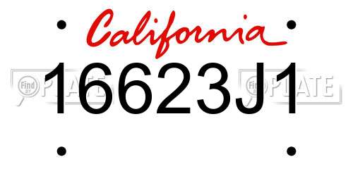 16623J1 California License Plate