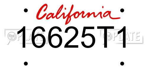 16625T1 California License Plate