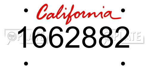 1662882 California License Plate