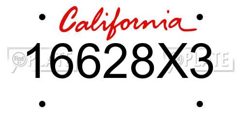 16628X3 California License Plate