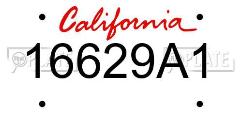 16629A1 California License Plate