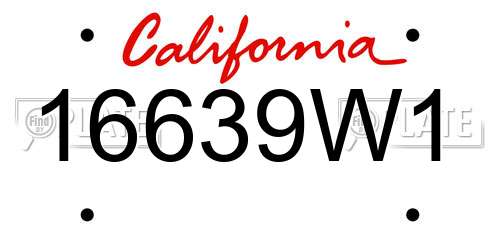 16639W1 California License Plate