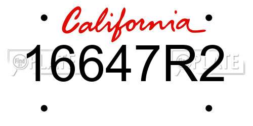 16647R2 California License Plate
