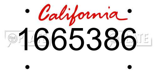 1665386 California License Plate