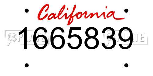 1665839 California License Plate