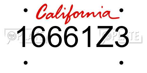 16661Z3 California License Plate
