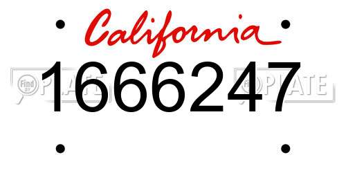 1666247 California License Plate