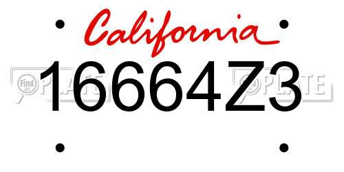 16664Z3 California License Plate