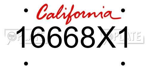 16668X1 California License Plate