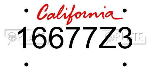 16677Z3 California License Plate