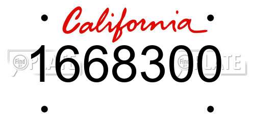 1668300 California License Plate