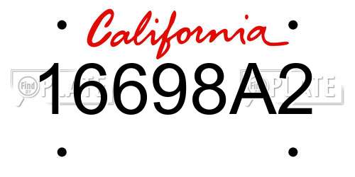 16698A2 California License Plate