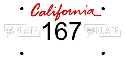 167 California License Plate