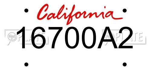 16700A2 California License Plate