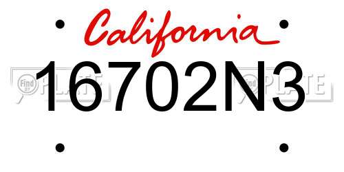 16702N3 California License Plate
