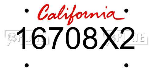 16708X2 California License Plate