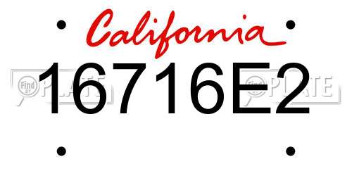 16716E2 California License Plate
