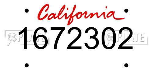 1672302 California License Plate