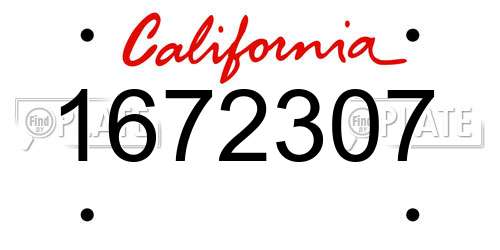1672307 California License Plate