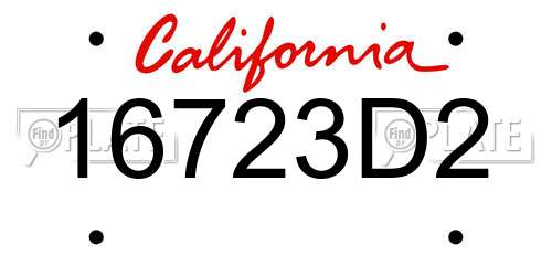 16723D2 California License Plate