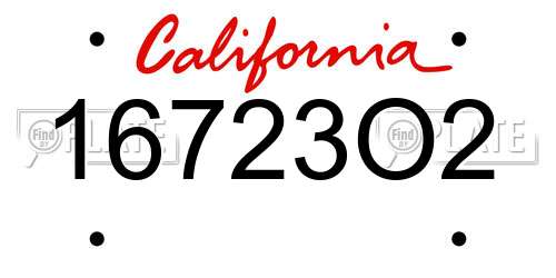 16723O2 California License Plate