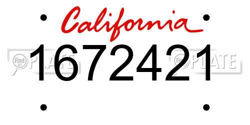 1672421 California License Plate