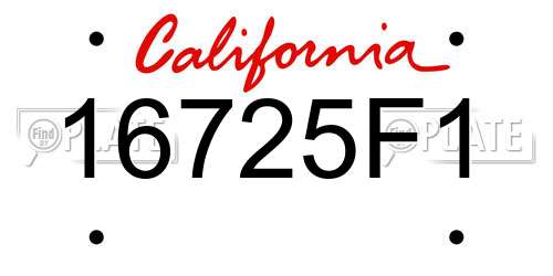 16725F1 California License Plate