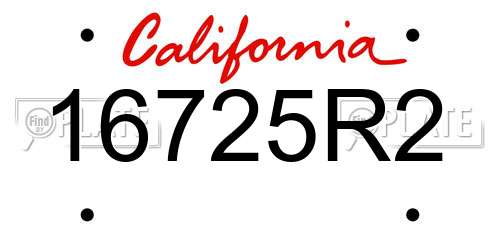 16725R2 California License Plate