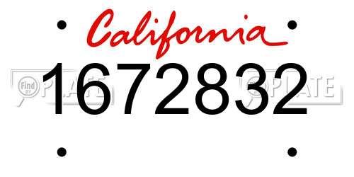 1672832 California License Plate