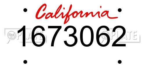 1673062 California License Plate