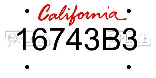 16743B3 California License Plate