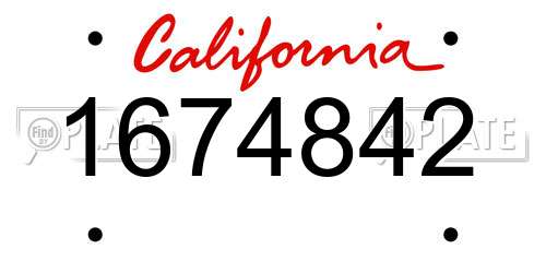 1674842 California License Plate