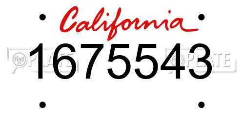 1675543 California License Plate