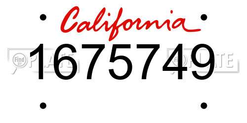 1675749 California License Plate