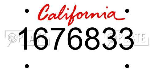 1676833 California License Plate