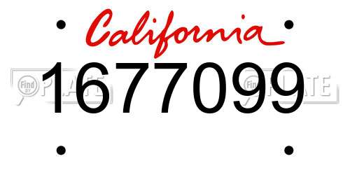 1677099 California License Plate