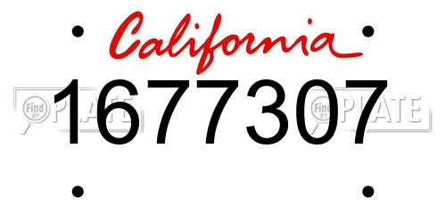1677307 California License Plate