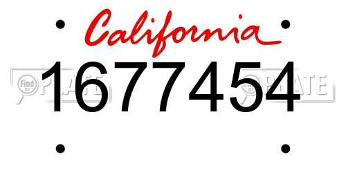 1677454 California License Plate