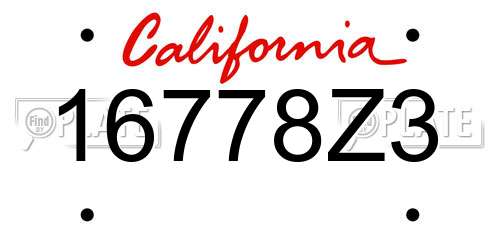 16778Z3 California License Plate