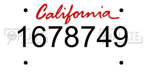 1678749 California License Plate