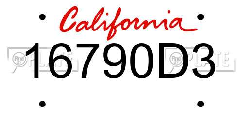16790D3 California License Plate