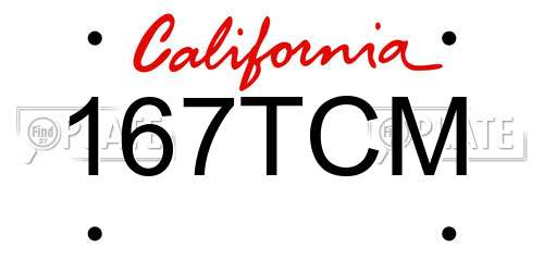 167TCM California License Plate